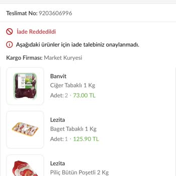 Trendyol Market'ten Teslim Edilmeyen Ürün Ve İade Sorunu