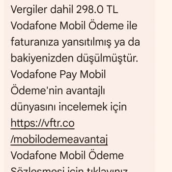 Vodafone Pay Üzerinden Bilgim Dışında Yapılan İşlem