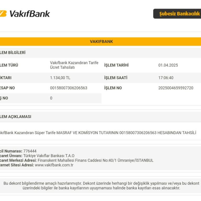 VakıfBank Kredisi Üzerinden Kesilen Ücret Sorunu