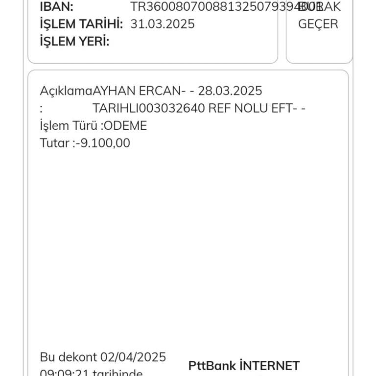 PTT Bank EFT İşleminde Gecikme Ve İlgisizlik