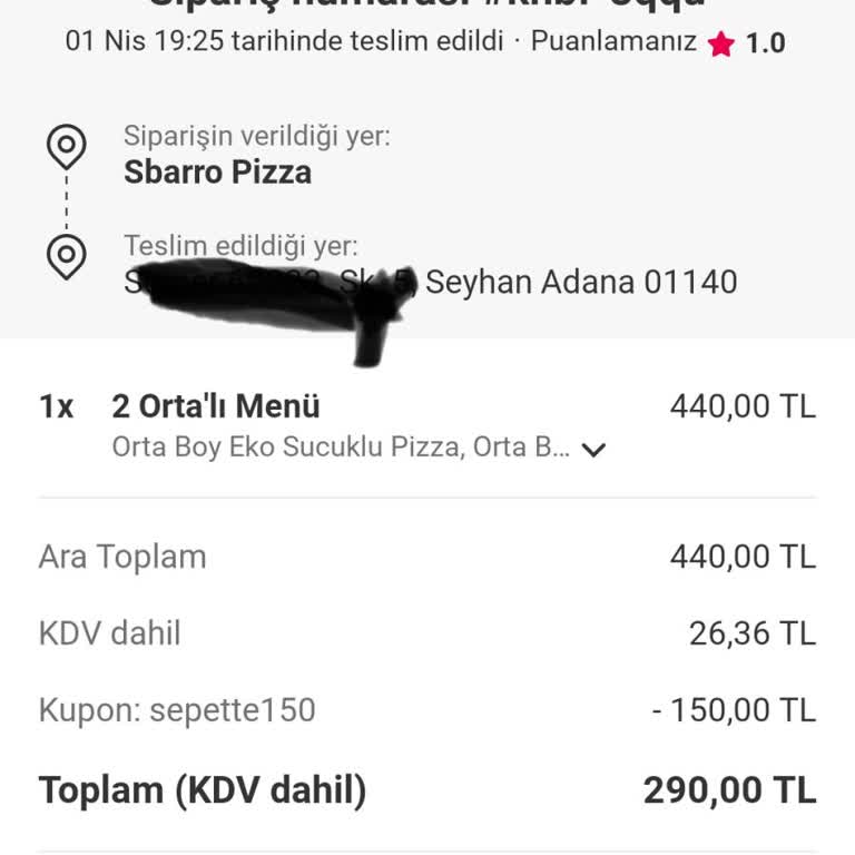Yemeksepeti Kuryesi Tarafından Teslim Edilmeyen Sipariş Ve İade Sorunu