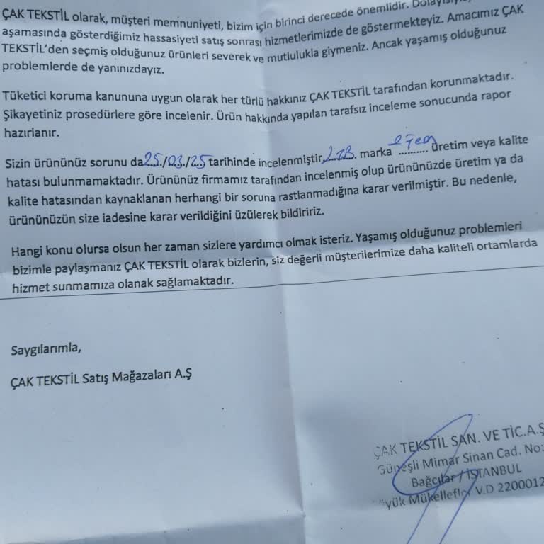LTB Jeans'te Kalite Sorunu Ve İade Reddi