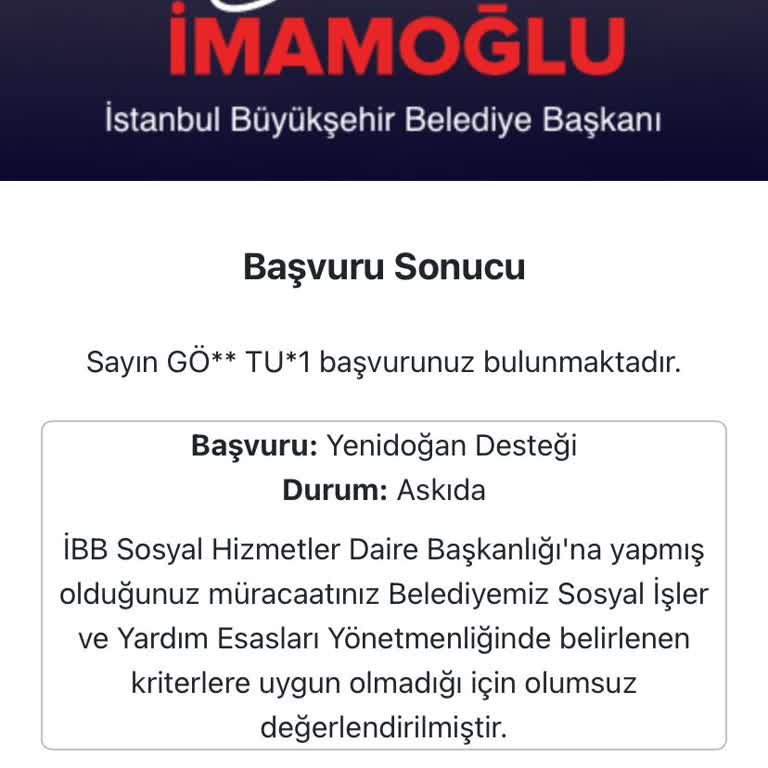 İBB Doğum Destek Paketi Başvurusunda Haksız Red