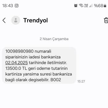 İndirimli Ürün Teslim Edilmeden İade Edildi