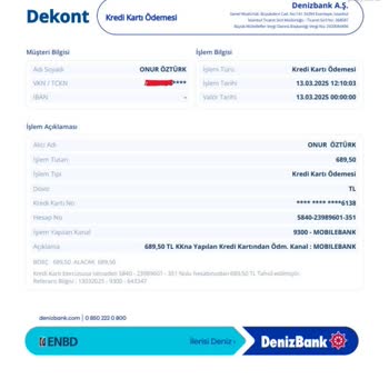 Denizbank Yıllık Üyelik Ücreti İadesi Talebi