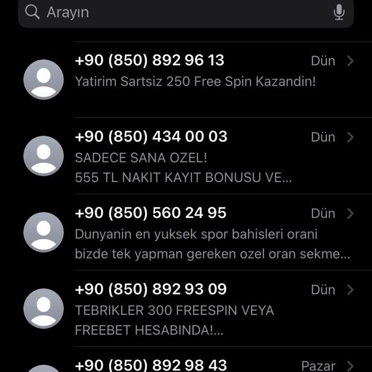 08507060792 Sürekli Gelen Bahis SMS'lerinden Bıktım