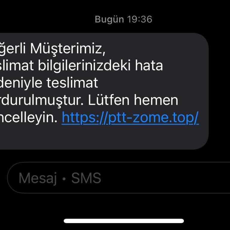 PTT'nin Resmi Numarasından Gelen Şüpheli Mesaj