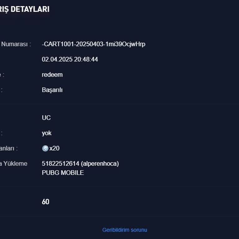 Eksik Gönderilen Sipariş: 16200 UC Yerine Sadece 60 UC