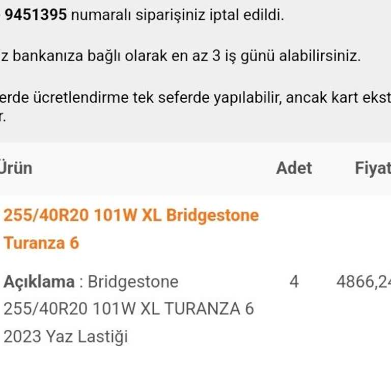 Lastik Borsası Bridgestone Sipariş İptali