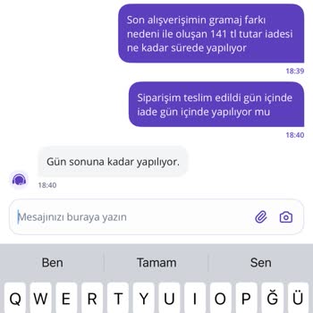 Getir'den İade Edilmeyen Tutar Ve Cevapsız Kalan Şikayet
