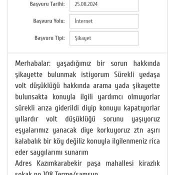 Köyde Süregelen Voltaj Sorunu Ve YEDAŞ'ın İlgisizliği