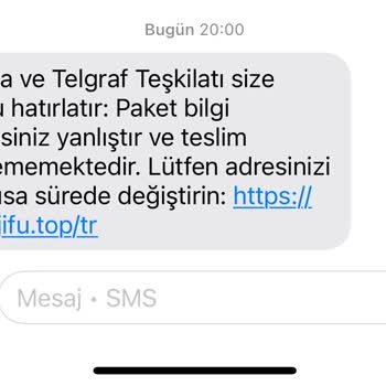 PTT Adına Gelen Sahte Mesajla Karşılaşma Ve Bilgilendirme