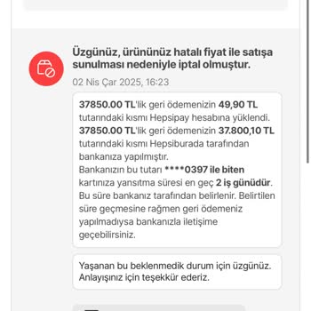 Hepsiburada'dan Hatalı Fiyat Ve Mağduriyet