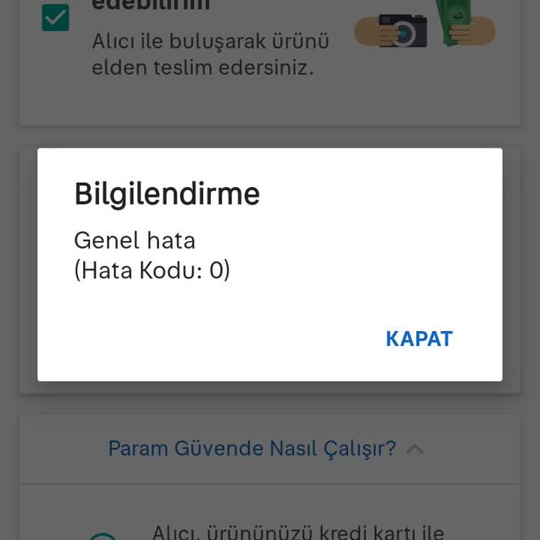 Sahibinden Ürün Yükleme Aşamasında Genel Hata Ve Hata Kodu 0 Sorunu