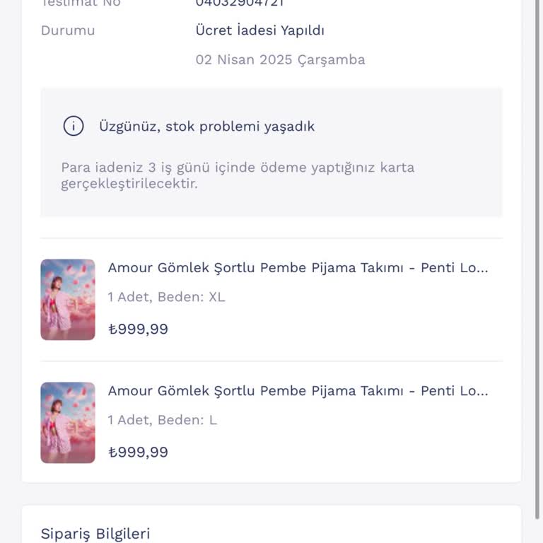 Stok Sorunu Nedeniyle İptal Edilen Sipariş Ve Geciken Bilgilendirme