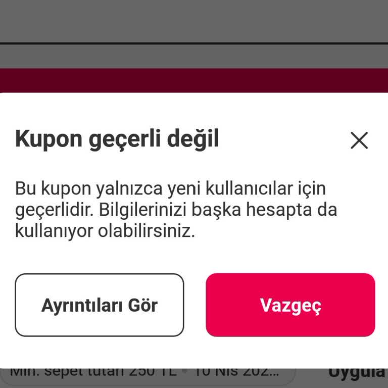 Yemeksepeti Yeni Kullanıcı Kuponlarıyla İlgili Sorun