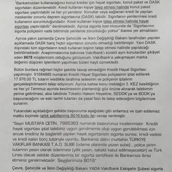 VakıfBank Kredili Hayat Sigortası İptali Ve İcra Takibi Sorunu