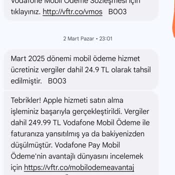 Vodafone Pay Yanlış Faturalandırma Sonucu Mağduriyet