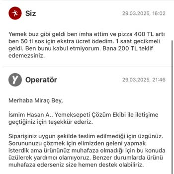 Soğuk Ve Eksik Gelen Pizzalar İçin Yetersiz Çözüm