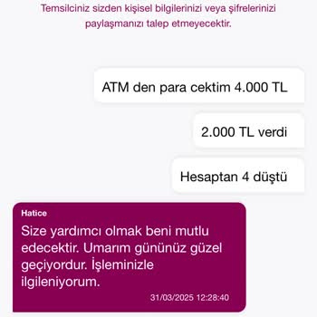 ATM Para Çekme İşleminde Eksik Teslimat Sorunu