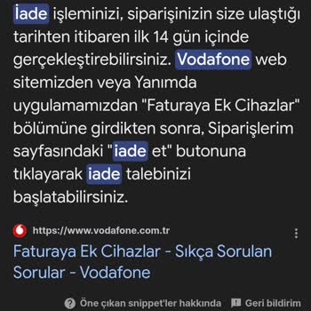 Vodafone'dan Aldığım Cihazda İade Sorunu!