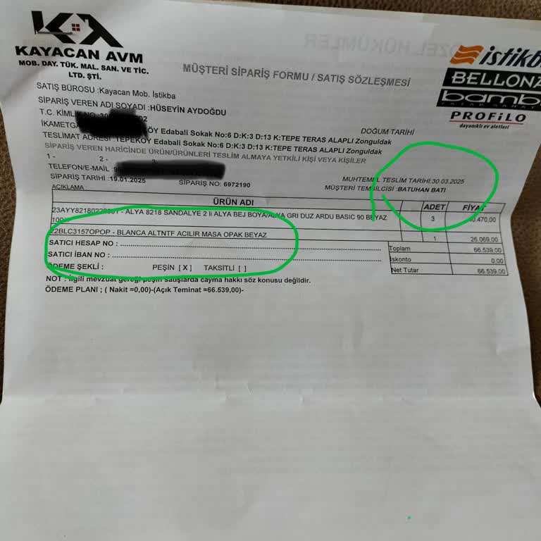 Teslim Edilmeyen Masa Takımı Ve Yetersiz Bilgilendirme