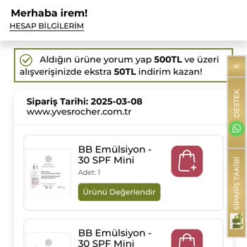 Yves Rocher Siparişim Teslim Edilmedi Ve İade Edildi
