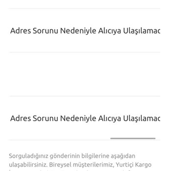 Yurtiçi Kargo Gönderi Adres Sorunu Nedeniyle Alıcıya Ulaşılamadı Olarak Güncellendi