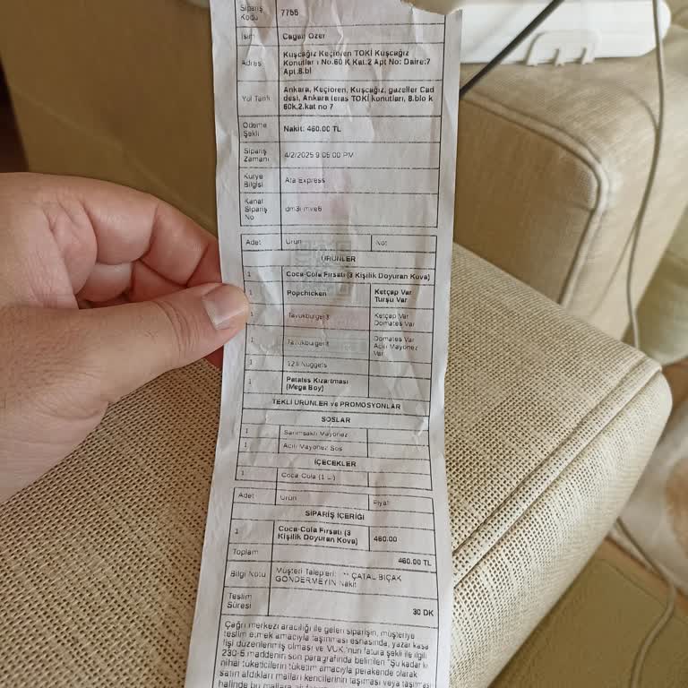 Keçiören Popeyes'ten Gelen Eksik Ve Yanıltıcı Menü