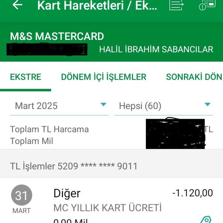 Garanti M&S Mastercard Yıllık Kart Ücreti Hakkında İtiraz