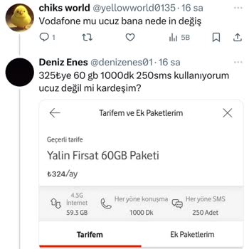 Vodafone'da Tarifeler Ve Kota Sorunu