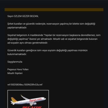 Pegasus Biletleme Hatası Ve Müşteri Hizmetleri Sorunu