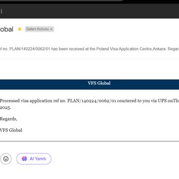 VFS Global'dan Yetkisiz Mesajlar Alıyorum