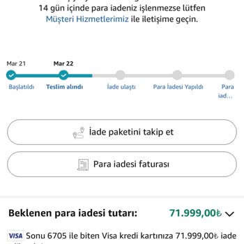 Amazon'un Yüksek Tutar İadesinde Sorun Yaşadım