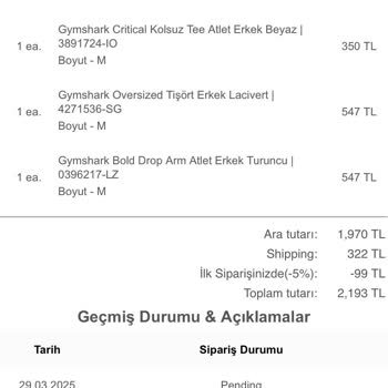 Gymshark Türkiye'den Yanıtsız Sipariş Sorunu