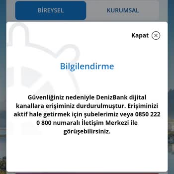 Denizbank İnternet Bankacılığına Erişim Sorunu