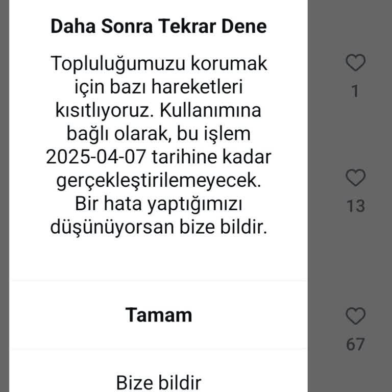 Instagram'da Sürekli Hatalar Ve Kısıtlamalar