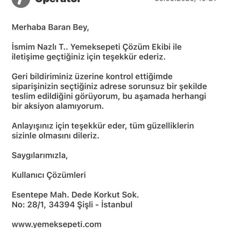 Sipariş Teslim Edilmedi, İade Talebi Reddedildi