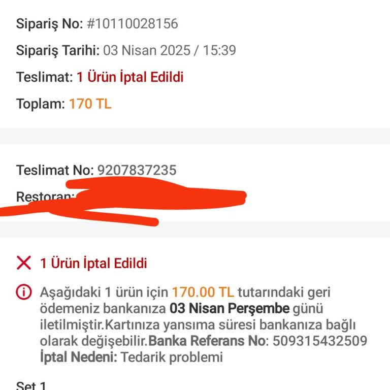 Trendyol Yemek Sipariş Sorunları Ve İade Süreci Sıkıntıları
