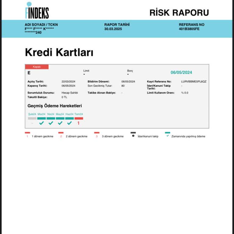 Kapatılan Kartta Yanlış Gecikme Bildirimi
