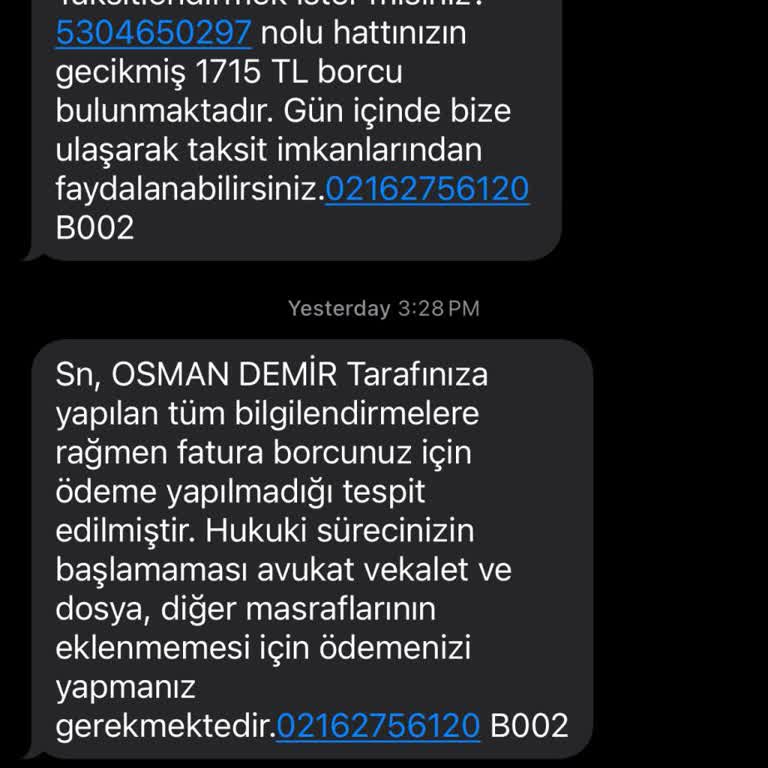Yanlış Numara Üzerinden Gelen Borç Bilgilendirmeleri