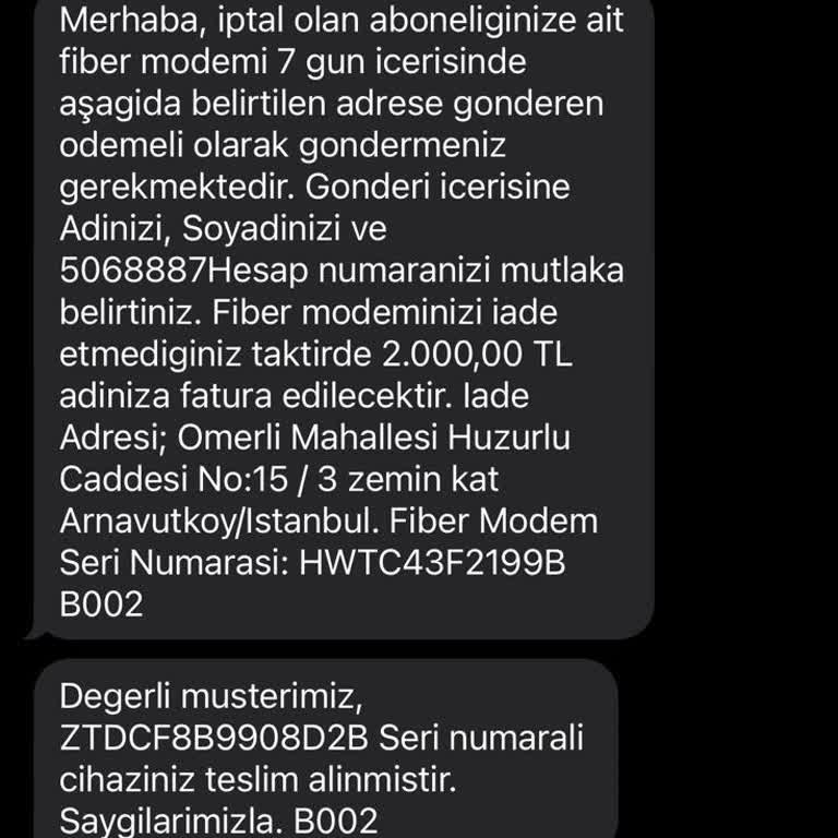 Modem İadesine Rağmen 2.000TL Fatura Şoku
