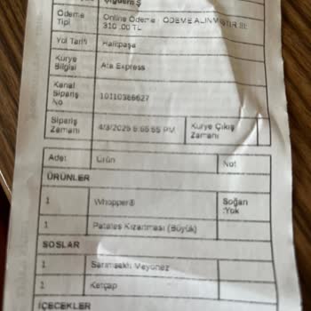 Burger King Siparişim Tam Bir Hayal Kırıklığı Oldu