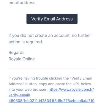 Royale 2'de E-posta Doğrulama Sorunu