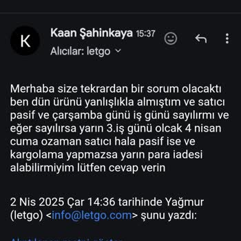 Letgo'da İade Sorunu Ve Cevapsız Müşteri Hizmetleri