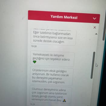 Yemeksepeti Siparişim Eksik Geldi, Müşteri Hizmeti Yetersiz