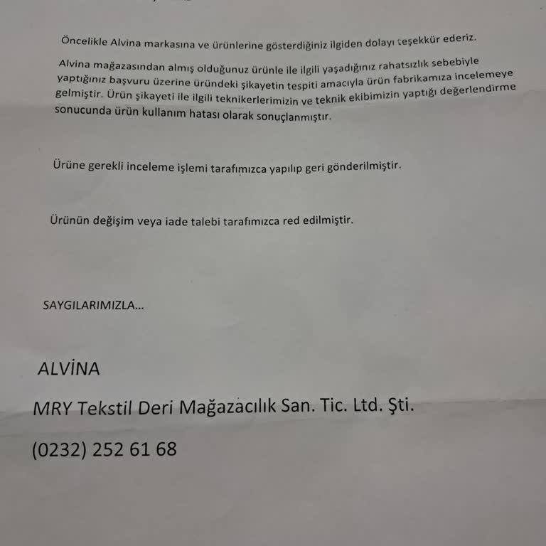 Ünye Mağazasındaki Kaba Davranış Ve Ürün Sorunu