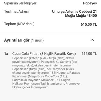 Popeyes Bodrum'da Tekrarlayan Sipariş Sorunları