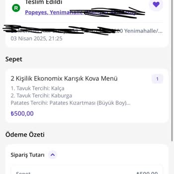 Getir'den Popeyes Siparişimde İçerik Değişikliği Ve Eksik Soslar