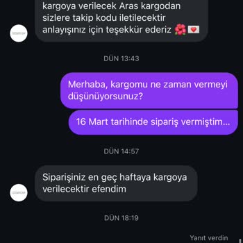 Siparişim 20 Gündür Kargoya Verilmedi